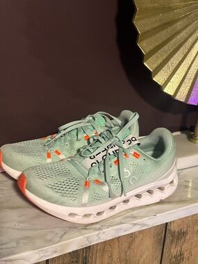 On Running Mint with Coral Accent Women's Athletic Running Shoes